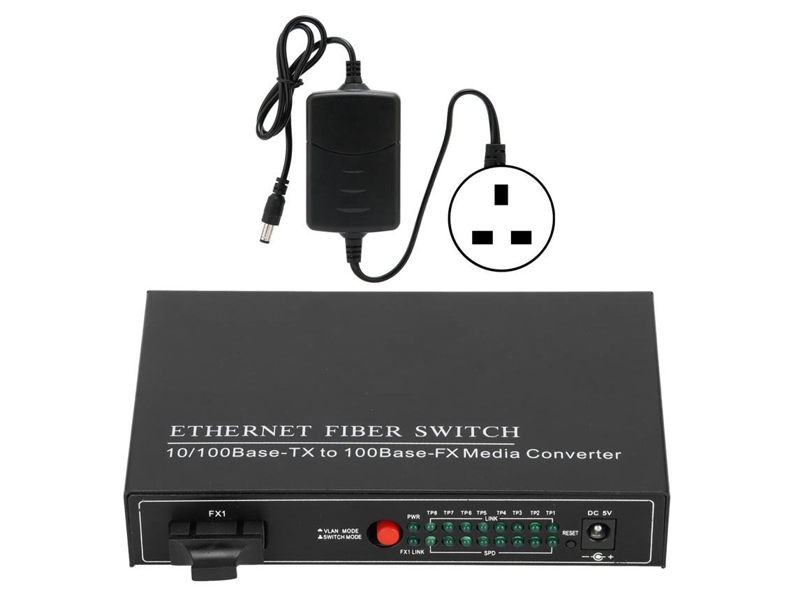Switch De Fibra Ethernet Tbcmc3418ed20 Plug And Play Estável Com 8 Portas Para Redes De Computadores