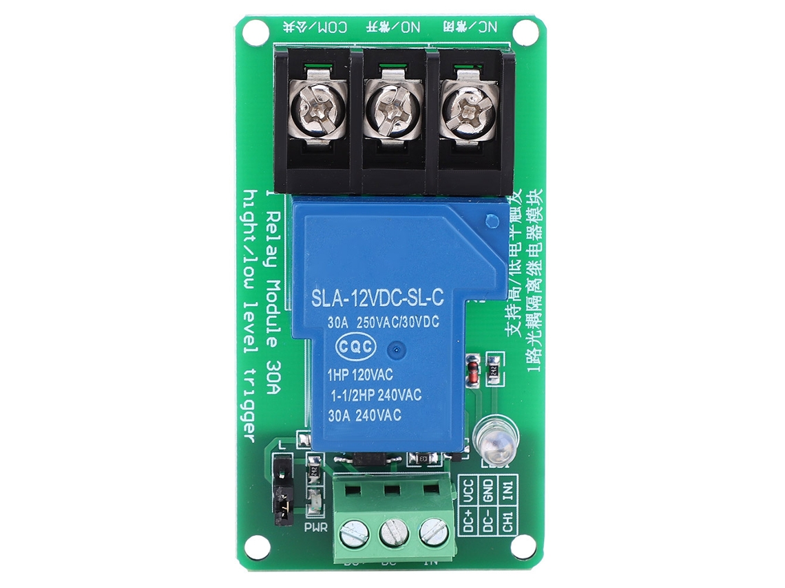 Módulo Relé 1 Canal Con Aislamiento Optoacoplador, Dispara Alto/bajo Nivel, Interruptor 30a 12v