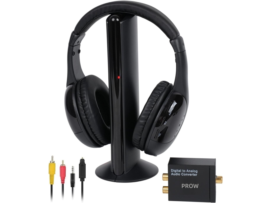 Auriculares Inalámbricos Para Tv Con Base Transmisora Y Múltiples Entradas