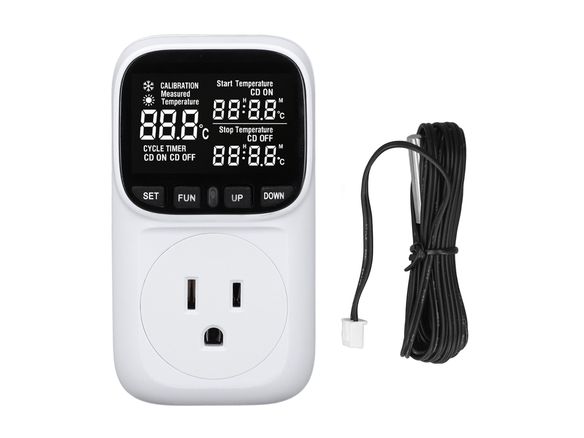 Enchufe Termostático Digital Con Retroiluminación Y Control De Temperatura Para Acuarios E Invernaderos.