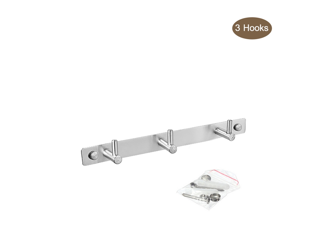Gancho De Pared De Acero Inoxidable De Alta Resistencia Con 3 Ganchos Para El Hogar, Dormitorio, Cocina, Baño Y Garaje.