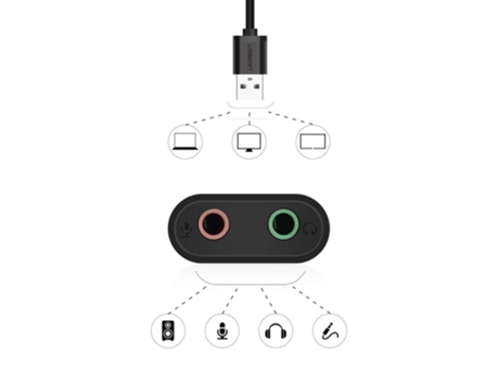 Ugreen 30724 Placa de Som 2.0 Canais Usb