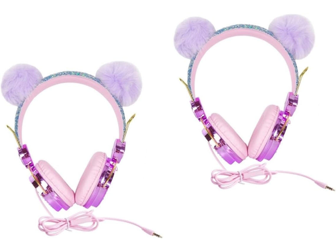 Auriculares De Dos Piezas Para Niños Y Niñas Con Micrófono Y Diseño Peludo.