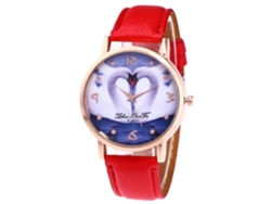 Reloj De Pareja De Aleación Con Patrón De Cisne Elegante Zhoulianfa F-451 Rojo