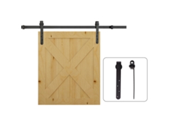 Juego de herrajes para puerta corredera de 180 cm con rieles y rodillos antidescarrilamiento de acero al carbono.