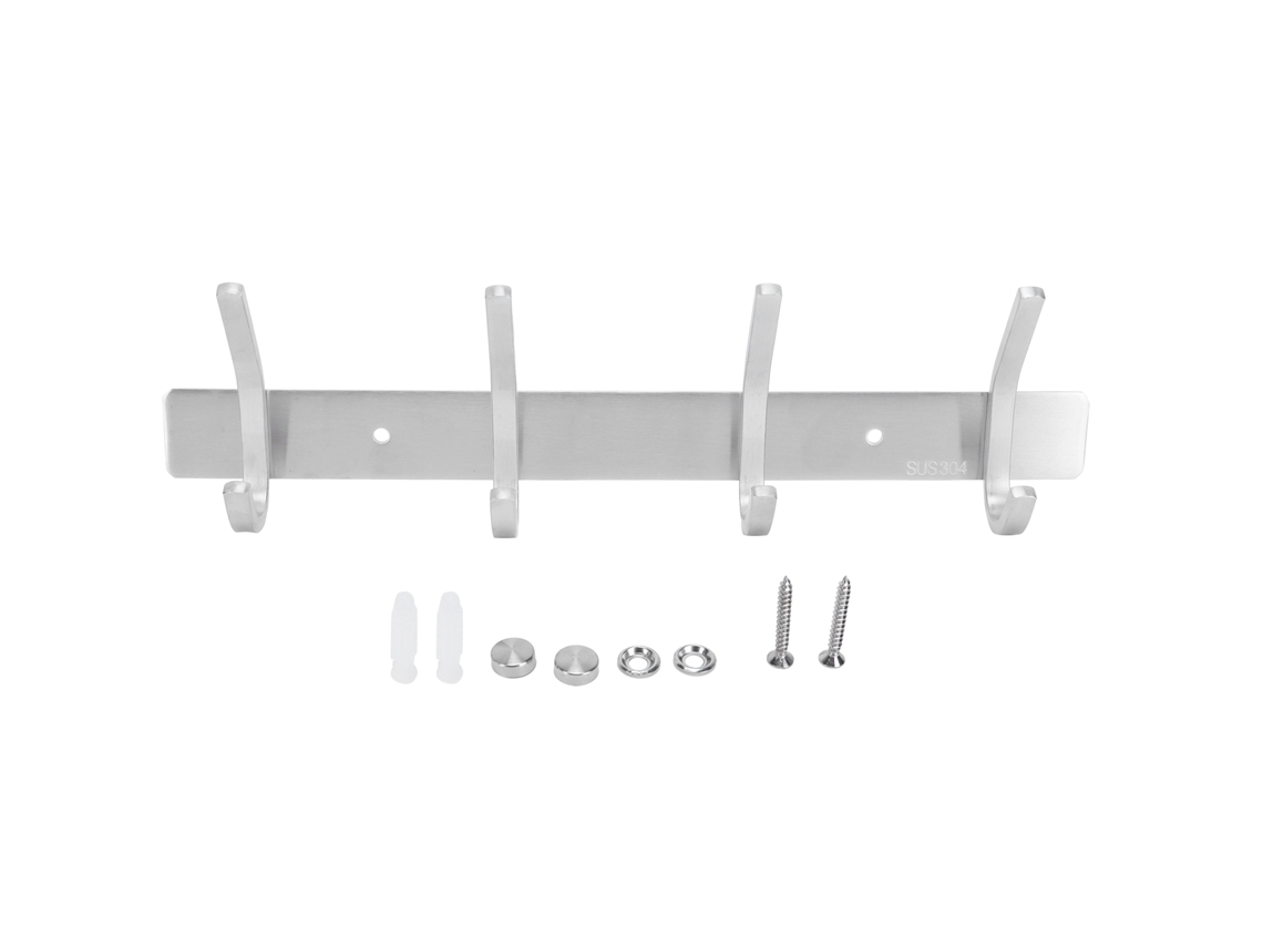 Soporte De Pared De Acero Inoxidable 304 Con 4 Ganchos, Estilo De Rayas Sencillas, Para Baño Y Hogar.
