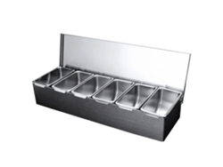 Contenedor de ingredientes, 6 rejillas, acero inoxidable, uso versátil, color plata OEM