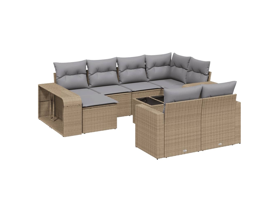 Maison Exclusive - Set De Sofás De Jardín 11pzas Con Cojines Ratán Sintético Beige