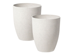 Conjunto de 2 macetas BELIANI Croton de Mezcla de piedra Blanco 43x43x52