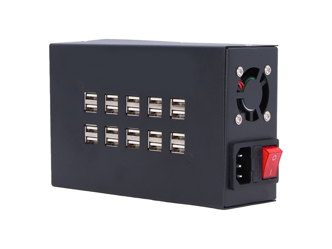 Cargador USB de 20 puertos, concentrador de carga con protección para el hogar y la oficina, base de carga USB-20d