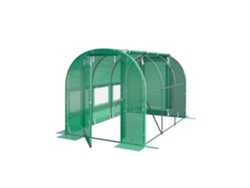 Invernadero túnel Premium de 2x3 m con puerta abatible y lona de PE verde transparente de 180 g/m² - Toolport