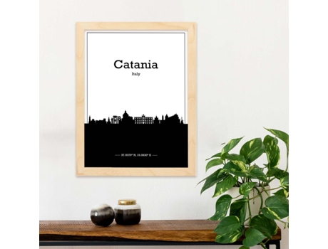 Póster NACNIC con Mapa de Catania - Italia. Pósters con Skyline de Ciudades de Italia con Sombra Negra.