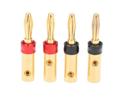 Preffair 4 Conectores Banana Para Altavoces, Chapados En Oro De 24 Quilates, Con Doble Tornillo De Bloqueo, Conector