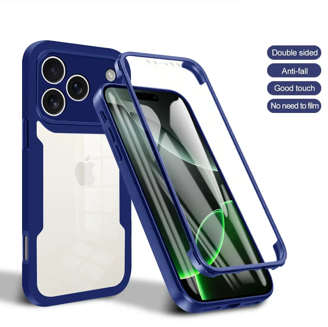 (azul, Iphone 17 Pro Max) Lujosa Funda Transparente Ultrafina Para Teléfono, Protección De Pantalla Completa De 360° Contra Caídas.
