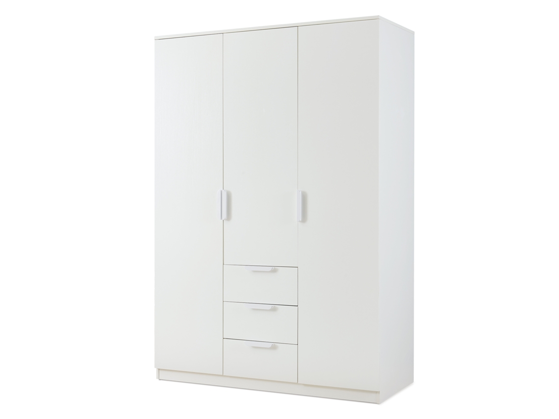 Armario Eiselfing MDF 176x120x52 cm Blanco [EN.CASA] (3 Puertas 4 Compartimentos 3 Cajones)