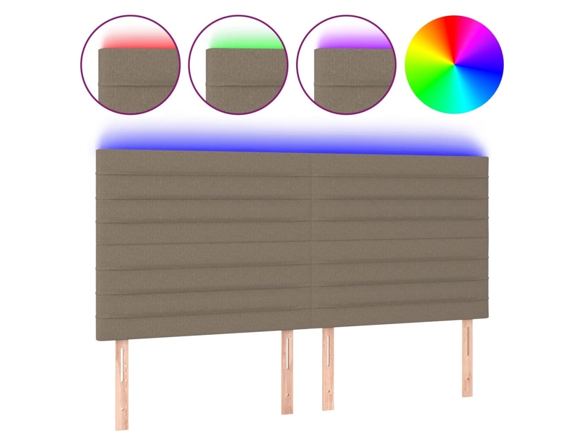 Maison Exclusive - Cabecero Con Luces Led Tela Gris Taupe 200x5x118/128 Cm