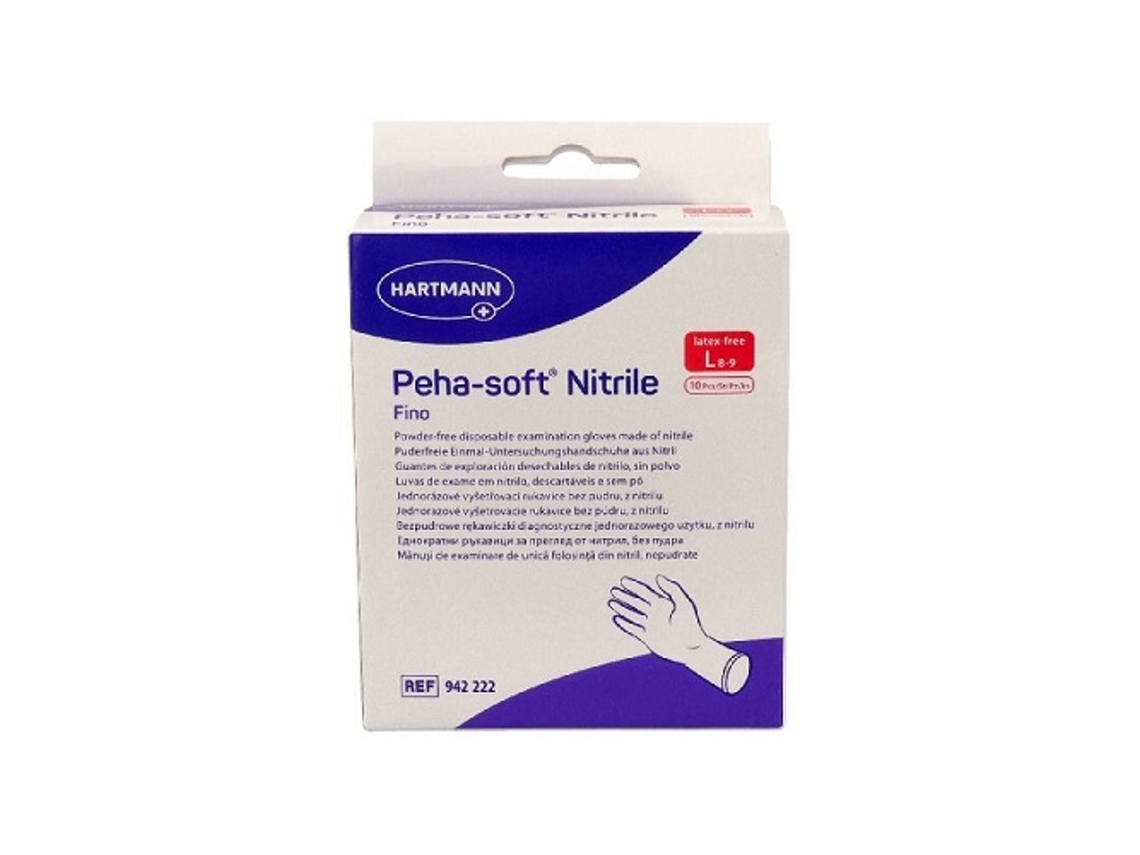 Guantes de nitrilo Peha Soft Fine, talla L, P10, HARTMANN