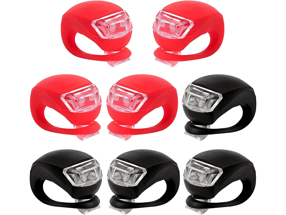 Juego De 8 Luces De Silicona Para Bicicleta Con 3 Funciones Led: Rojo/negro
