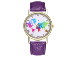 Reloj De Pulsera De Cuarzo Para Parejas, Estilo Estudiante, Con Correa De Poliuretano Y Esfera Redonda Morada.