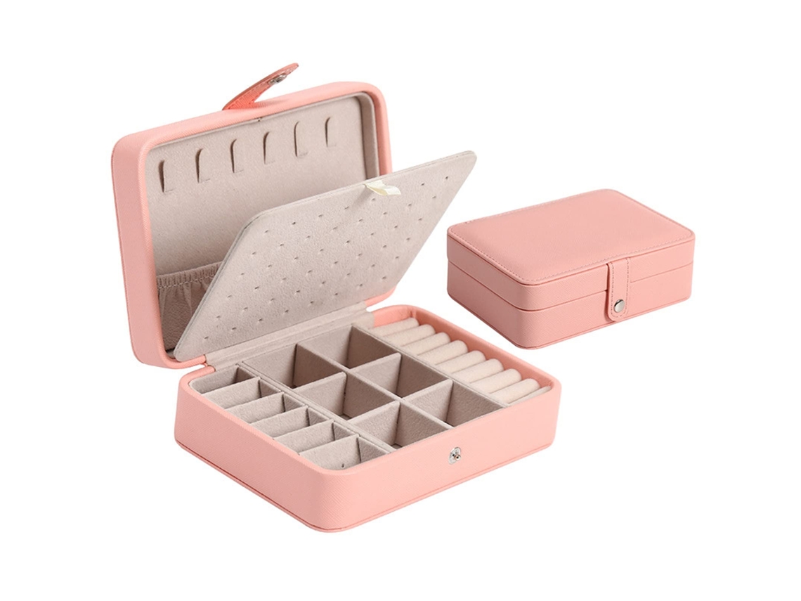 Caja de joyería de doble capa, caja de almacenamiento portátil de cuero sintético utilizada para pendientes, collares, anillos, cajas de joyería desmontables CUICH