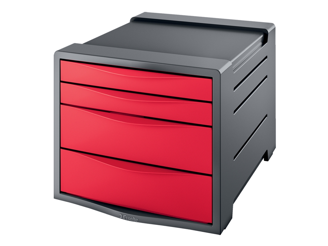 Archivador ESSELTE Europost Vivida 4 Cajones 245 x 365 x 285 mm Gris y Rojo (Gris y Rojo)