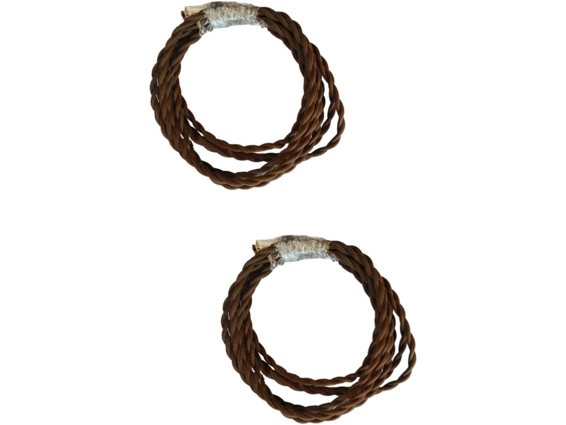 Juego De 2 Cables Eléctricos Vintage De 5 M Con Revestimiento De Tela Y Alambre Trenzado.