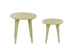 Juego de mesas auxiliares BELIANI Maharo de Madera de mango Verde 45x45x46