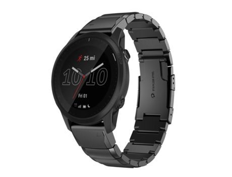 Correa de reloj inteligente para Garmin Forerunner 945 de 22 mm de acero inoxidable con carey (negro)