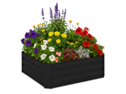 Relaxdays Huerto Urbano, Metal Galvanizado, Jardinera Para Cultivar Flores, Plantas Y Verduras, 30x90x90 Cm, Negro
