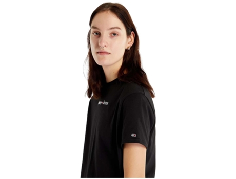 Camiseta de Mujer TOMMY JEANS Corta Negro (S)