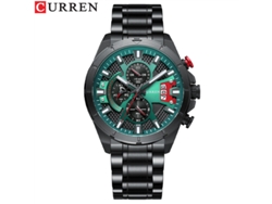 (negro Verde) Reloj De Hombre Moderno, Impermeable, Con Cronógrafo De Seis Agujas Y Cinta De Acero Fluida Multifuncional