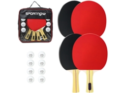 Juego de raquetas de ping-pong, 4 raquetas, 8 pelotas, estuche de transporte, color rojo.