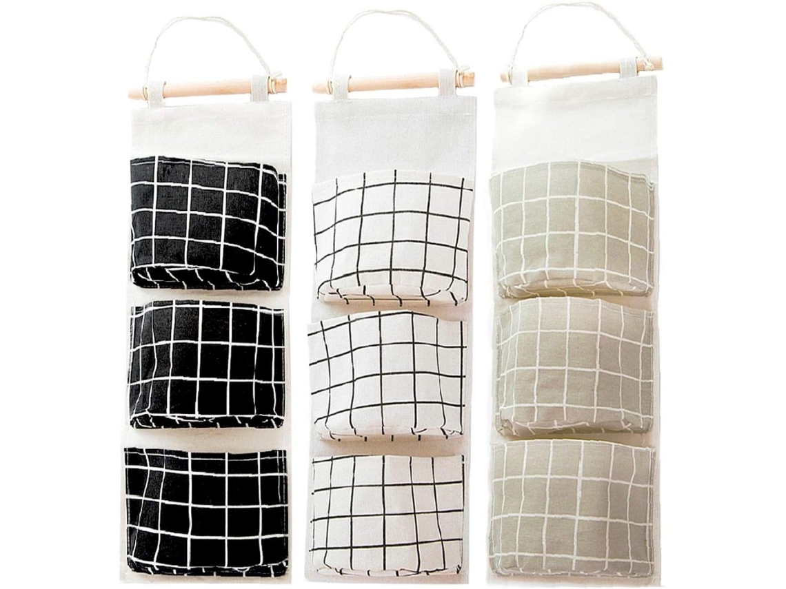 JEIIBRZUI Organizador Suspensas Cinza ZEAICOS Tecido Preto (12x12x12cm)