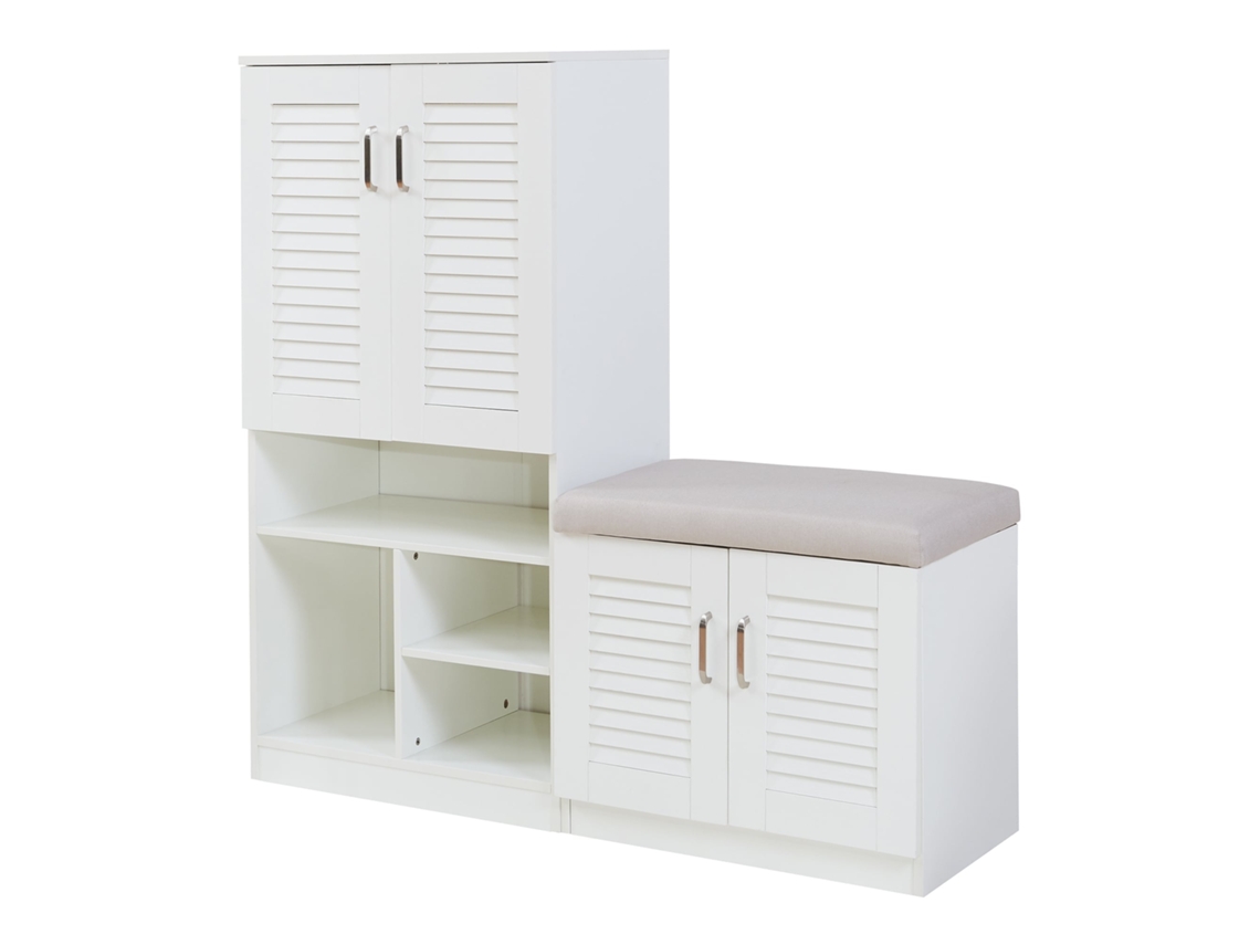 Mueble Zapatero Løten 4 Compartimentos Para 17 Pares 120x120x37 Cm - Blanco en.casa
