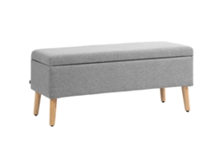 Banco De Almacenamiento Tapizado En Lino Gris, 110x39x45cm