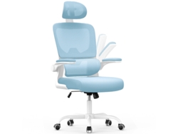 Silla de oficina ergonómica RACINGREAT con soporte lumbar y reposabrazos plegables 3D - Silla giratoria de 360 ​​grados - Azul