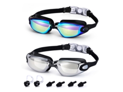 Gafas de natación para adultos, de silicona, antirayaduras y con revestimiento metálico.