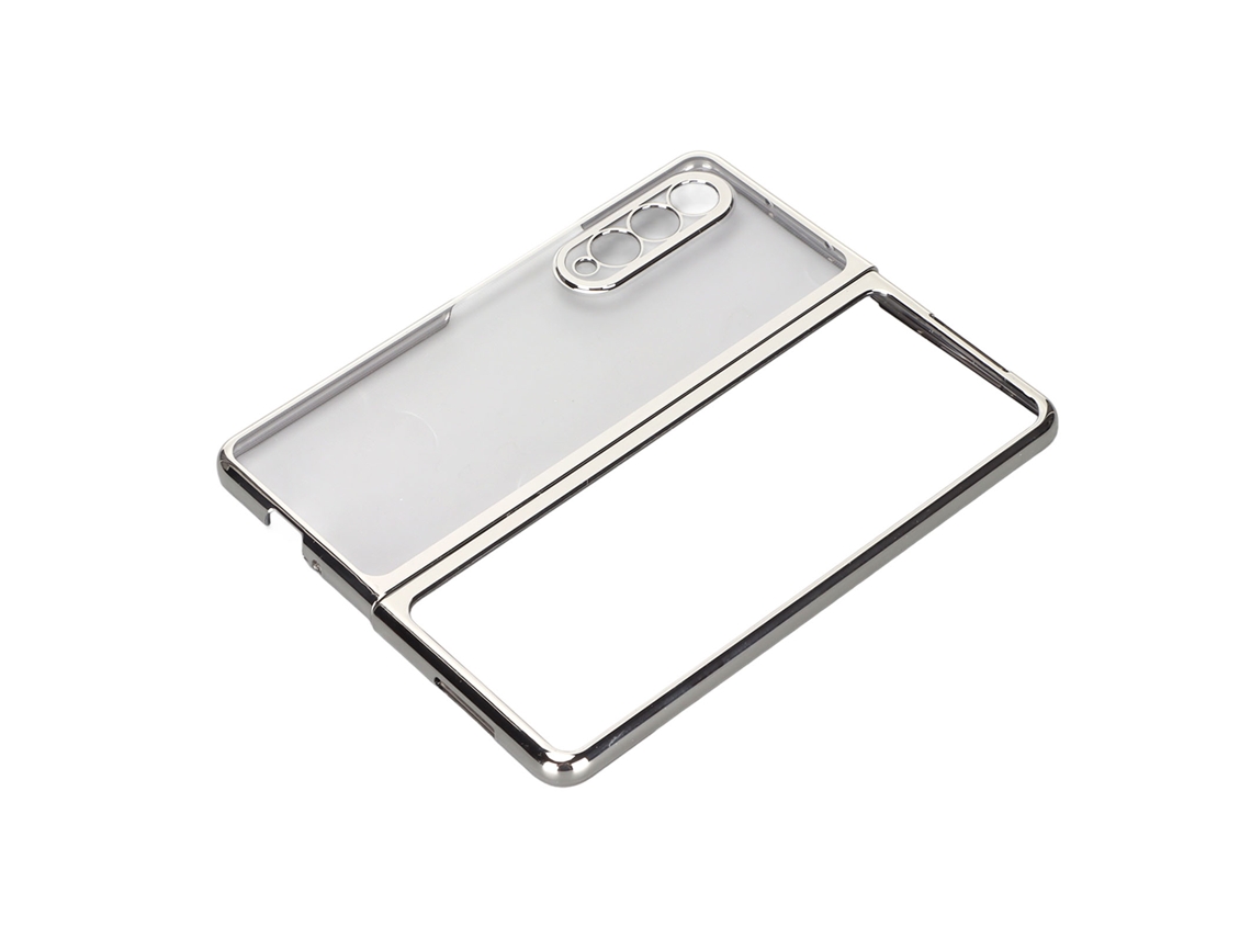 Capa De Telefone Eletroplacada Dobrável Protetora Para Z Fold 3 Prata Estilosa Com Material Pc