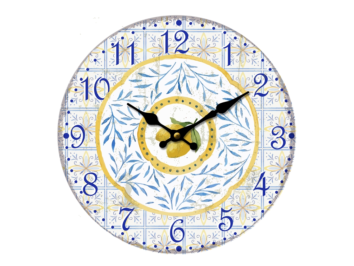 ORIGEN Home Decor Reloj Limon Amarillo Redondo - 34x34x4cm BY SIGRIS