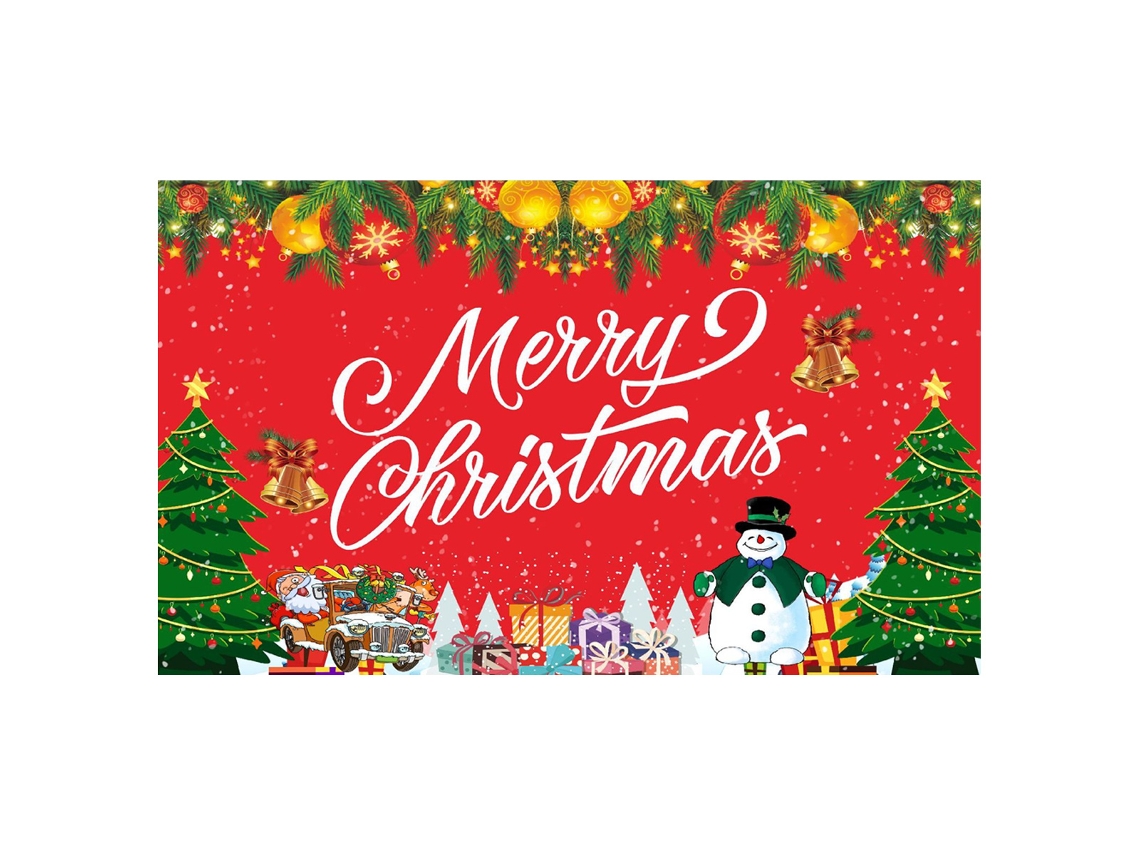 Panel decorativo navideño, fondo rojo con Papá Noel y árbol de Navidad. TRUYUETY