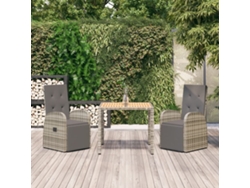 Conjunto de comedor de jardín de 3 piezas con cojines DKD Home Decor, ratán gris