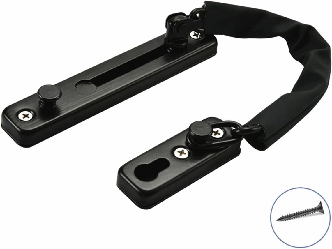 Cadena De Acero Inoxidable Para Puertas Candado Interiores En Negro., Seguridad, Latón