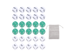 2026-30 Unidades Dados Numéricos De 6 Caras Plásticos Blancos Verdes 16mm Para Juegos De Mesa Enseñanza Matemática Fracciones