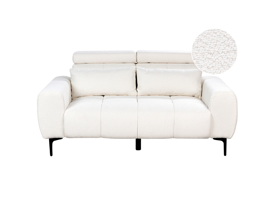 Sofá de 2 plazas BELIANI Vegamo de Bouclé Blanco 176x110x97