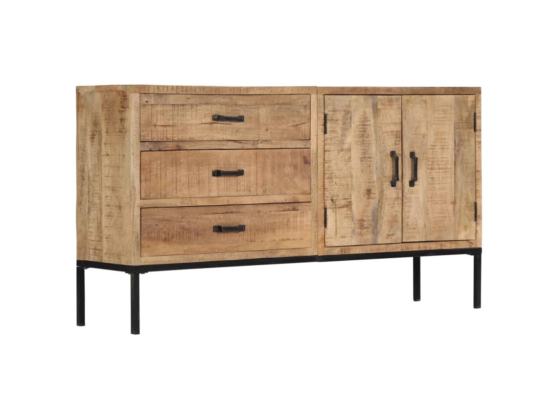 Aparador De Madera Maciza De Mango 140x35x75 Cm