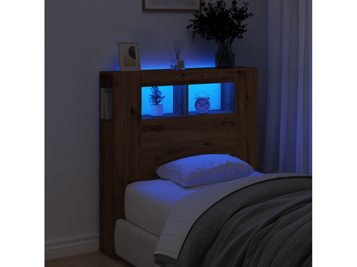 Cabecerocabecero De Camapanel De Cabecera Led Madera Ingeniería Roble Artisan 100x18,5x103,5 Cm