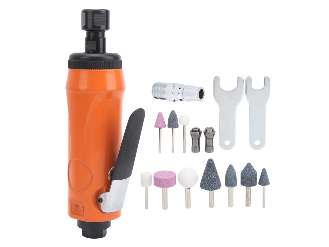 Kit De Lijadora Angular Neumática Estilo Japonés Kp-621h Con 10 Cabezales Para Moldear Metal, Piedra Y Manualidades.