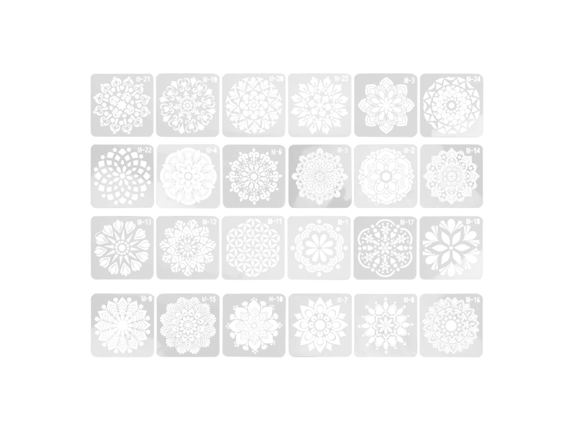 24 Estilos De Plantillas De Mandala Huecas Para Pintar, Decorar Muebles, Piedra Y Madera.