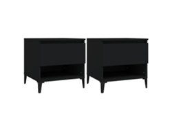 Maison Exclusive - Mesas Auxiliares 2 Uds Madera Contrachapada Negro 50x46x50 Cm