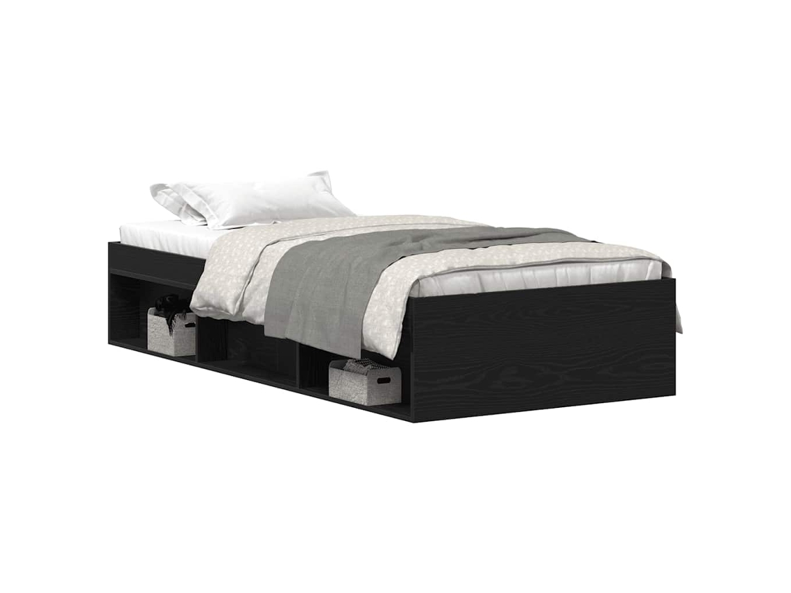 Maison Exclusive - Estructura De Cama Sin Colchón Roble Negro 75x190 Cm